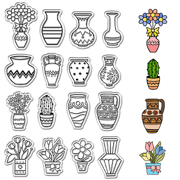 Custom PVC Plastic Clear Stamps, for DIY Scrapbooking, Photo Album Decorative, Cards Making, Stamp Sheets, Film Frame, Vase, 160x110x3mm