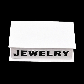 Words Printed Paper Jewelry Display Magnetic Cases, Jewelry Set Cases for Rings Earrings Necklaces Bracelets Storage, with Sponge Inside, Rectangle, White, 12.5x8x3.3cm