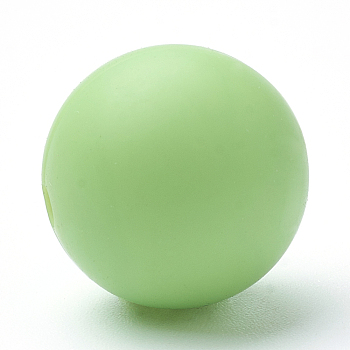 Food Grade Eco-Friendly Silicone Beads, Round, Lawn Green, 8~10mm, Hole: 1~2mm