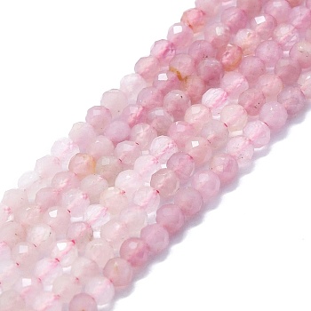 Natural Pink Tourmaline Beads Strands, Faceted, Round, 3mm, Hole: 0.7mm, about 132pcs/strand, 15.16''~15.55''(38.5~39.5cm)