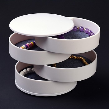 4-Layer Rotating Travel Jewelry Tray Case, Jewelry Organizer with Felt Cloth, for Bracelets Rings Bracelets, White, 10.05x10.4cm, Inner Size: 96x79mm