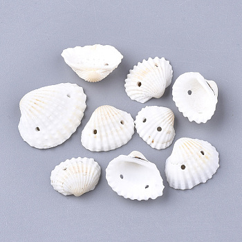 Shell Links connectors, Shell, White, 12~20x15~25x5~8mm, Hole: 1.2mm