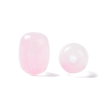 Opaque Glass Beads, Barrel, Pearl Pink, 10x8mm, Hole: 1.6mm