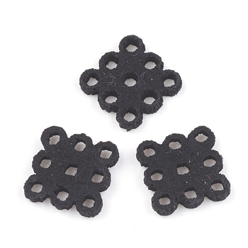 PU Leather Fabric Beads, Square, Black, 10x10x2mm, Hole: 1.6mm
