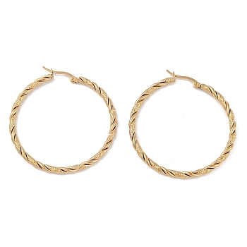 PVD Vacuum Plating 201 Stainless Steel Hoop Earrings, with 304 Stainless Steel Pin, Golden, 46.5x3mm