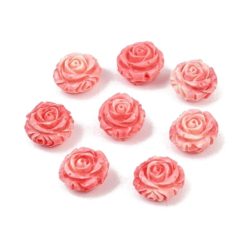 Synthetic Shell Dyed Carved Beads, Flower, Light Coral, 12x13x9mm, Hole: 1.2mm