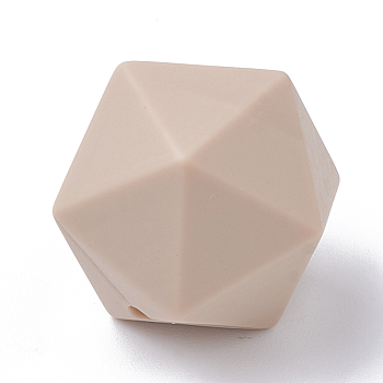 Food Grade Eco-Friendly Silicone Beads, Chewing Beads For Teethers, DIY Nursing Necklaces Making, Icosahedron, Tan, 16.5x16.5x16.5mm, Hole: 2mm