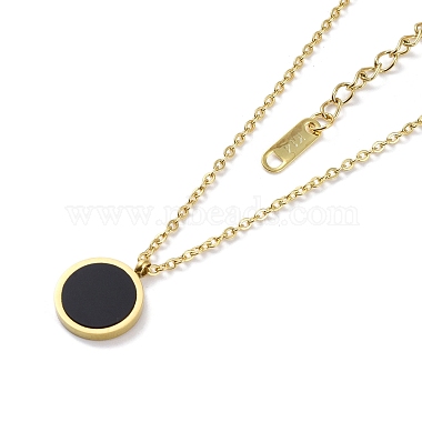 Black Flat Round Acrylic Necklaces