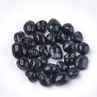 10mm Black Nuggets Acrylic Beads