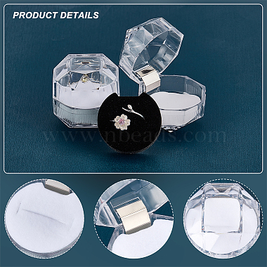 chgcraft 40шт. 2 цвета восьмиугольные прозрачные пластиковые коробки для колец(CON-CA0001-019)-6