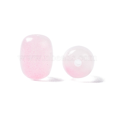 Pearl Pink Barrel Glass Beads
