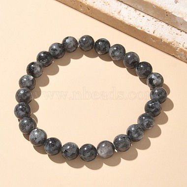 Natural Larvikite Bead Stretch Bracelets(BJEW-K212-B-046)-2