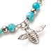 304 bracelet de cheville breloque abeilles en acier inoxydable avec perles rondes en jade blanc naturel pour femme(AJEW-AN00498-02)-4