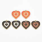Rack Plating Light Gold Alloy Enamel Pendants, Cadmium Free & Lead Free, Heart, Mixed Color, 21.5x18.5x1.5mm, Hole: 2mm(ENAM-Q444-014-RS)