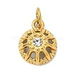 304 Stainless Steel Rhinestone Pendants, Golden, Half Round Charm, 16x13x6mm, Hole: 5mm(STAS-A145-04B-G)