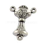 Tibetan Style Zinc Alloy Lantern Chandelier Component Links, 3 Loop Connectors, Lead Free & Cadmium Free, Antique Silver, 22.2x15.4x6.2mm, Hole: 1.2mm(X-TIBEP-R334-166AS-RS)