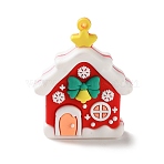 Christmas Theme PVC Pendants, House, 50x49x13mm, Hole: 2.5mm(FIND-A056-01F)