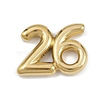 304 Stainless Steel Pendants, Number 26 Charms, Ion Plating(IP), Golden, 21x28x5mm, Hole: 2mm(STAS-B108-09G)