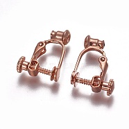Brass Screw Clip-on Earring Converters Findings, Spiral Ear Clip, for Non-Pierced Ears, Rose Gold, 17x13x5mm, Hole: 0.6mm(X-KK-F785-04RG)