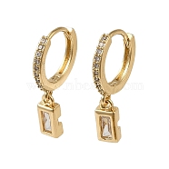 Brass Dangle Earrings, with Glass, Rectangle, 21x4mm(EJEW-L271-14KCG-01)