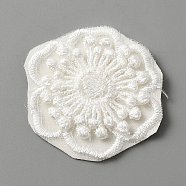 Computerized Embroidery Lace Self Adhesive/Sew on Patches, Costume Accessories, Appliques, Flower Pattern, 33x35x2.5mm(DIY-WH0410-49I)