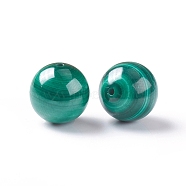 Natural Malachite Beads, Half Drilled, Round, 10.5mm, Hole: 1.2mm(G-E557-13C)