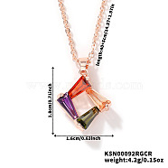 Colorful Cute Geometric Rhombus Rhinestone Pendant Necklaces, Brass Cable Chain Necklaces, Golden, 15.75 inch(40cm)(LZ2991-2)