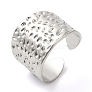 304 Stainless Steel Grooved Open Cuff Ring for Women, Stainless Steel Color, Inner Diameter: 18mm(RJEW-I098-25P)