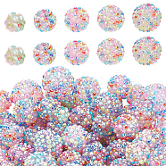 PandaHall Elite 80pcs 4 size Resin Rhinestone Beads, with Acrylic Round Beads Inside, AB Color, for Bubblegum Jewelry, Colorful, 10~22x8~20mm, Hole: 2~2.5mm(RESI-PH0002-10)