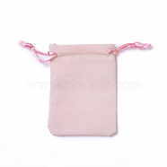 Velvet Packing Pouches, Drawstring Bags, Pink, 9.2~9.5x7~7.2cm(TP-I002-7x9-01)