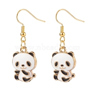 Alloy Enamel Panda Dangle Earrings, Brass Jewelry for Women, Golden, 42mm, Pin: 0.7mm(EJEW-JE04997)