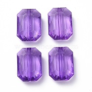 Transparent Acrylic Beads, Faceted, Rectangle, Medium Purple, 18x13x6.5mm, Hole: 1.8mm, about 420pcs/500g(OACR-P007-14A)