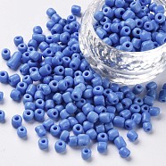 Glass Seed Beads, Opaque Colours Seed, Small Craft Beads for DIY Jewelry Making, Round, Cornflower Blue, 4mm, Hole:1.5mm, about 4500pcs/pound(SEED-A010-4mm-43B)