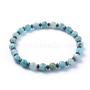 Natural Hemimorphite Stretch Bracelets, with Non-Magnetic Synthetic Hematite Spacer Beads, 2-1/4 inch(5.7cm)(BJEW-JB04493-02)