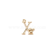 Brass Micro Pave Cubic Zirconia Charms, Long-plating, Letter, Letter.X, 16x13x2.5mm, Hole: 1.5mm(KK-TAC0004-04X)