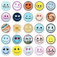 50Pcs PVC Waterproof Smiling Face Stickers, Round Dot Self Adhesive Decals, for DIY Art Craft, Scrapbooking, Greeting Cards, Flat Round, Mixed Color, 55~85mm(SMFA-PW0001-05)
