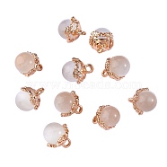 10Pcs Gemstone Charm Pendant Crystal Quartz Healing Natural Stone Pendants Buckle for Jewelry Necklace Earring Making Cra, White, 9.5mm, Hole: 2.5mm(JX599A)