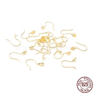 925 Sterling Silver Earring Hooks, For Half-drilled Beads, Teardrop, Real 18K Gold Plated, 16~16.5x3.5mm, 21 Gauge, Pin: 0.7mm and 0.6mm(for half drilled beads)(STER-P047-01B-G)