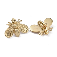 Bee 304 Stainless Steel Stud Earrings for Women, Real 18K Gold Plated, 19x25mm(EJEW-G383-01G)