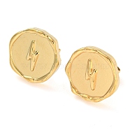 304 Stainless Steel Stud Earrings, Lightning Bolt, Real 18K Gold Plated, 13x12.5mm(EJEW-I290-16G)