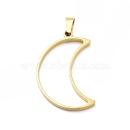 304 Stainless Steel Open Back Bezel Pendants, For DIY UV Resin, Epoxy Resin, Real 18K Gold Plated, Moon, 35x25x3mm, Hole: 8x4mm(STAS-Z091-05G-08)