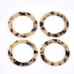 Cellulose Acetate(Resin) Big Pendants, Leopard Print, Ring, PapayaWhip, 54x2.5mm, Hole: 1.4mm(KY-T011-10B-01)