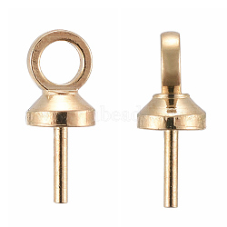 Brass Peg Bails Pendants, For Half Drilled, Light Gold, 6.3x3mm, Hole: 1.2mm, Pin: 0.55mm(KK-G322-02KCG)