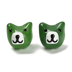 Handmade Lampwork Beads, with Enamel, Dog, Dark Green, 14~14.5x14.5x14~14.5mm, Hole: 1.4mm(LAMP-I028-02D)