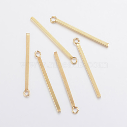 304 Stainless Steel Pendants, Bar, Real 24K Gold Plated, 23x1.5x1.5mm, Hole: 2mm(X-STAS-F155-19G-B)