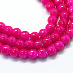 Baking Painted Imitation Jade Glass Round Bead Strands, Cerise, 4.5~5mm, Hole: 1mm, about 200~210pcs/strand, 31.4 inch(DGLA-Q021-4mm-04)