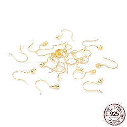 925 Sterling Silver Earring Hooks, For Half-drilled Beads, Teardrop, Golden, 16~16.5x3.5mm, 21 Gauge, Pin: 0.7mm and 0.6mm(for half drilled beads)(STER-P047-01B-G)