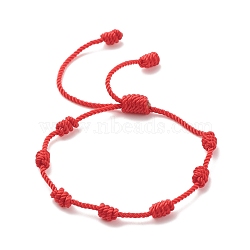 Nylon Braided Knot Cord Bracelet, Lucky Adjustable Bracelet for Kids, Red, Inner Diameter: 1-3/8~3 inch(3.4~7.6cm)(BJEW-JB08369-02)