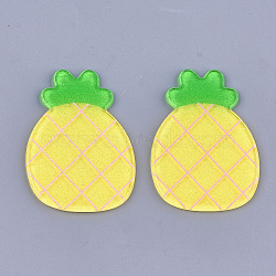 Plastic Cabochons, with Glitter Powder, Pineapple, Yellow, 45x32x2mm(KY-T010-37)