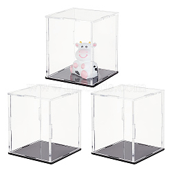 Trasparent Acrylic Toys Action Figures Display Boxs, Dustproof Minifigures Display Case with Black Base, Square, Clear, Finish Product: 6x6x7cm(ODIS-WH0038-07A)